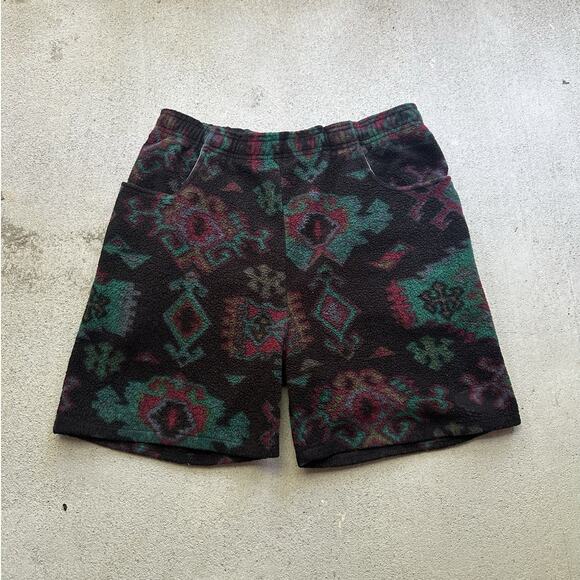 VTG MAMBOSOK Aztec Pattern Fleece Shorts Men Bigger Made in USA - Picture 1 of 6